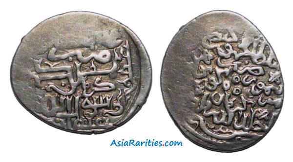 Timurid AR tanka, Kirman, 79[8] AH, Amir Timur with Mahmud Khan.